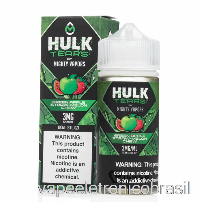 Vape Recarregável Maçã Verde Palha Melão Mastigar - Hulk Teares - 100ml 3mg